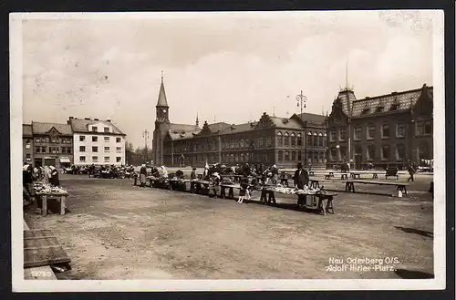 73157 AK Neu Oderberg Schlesien Markt A. Hiller Platz 1940