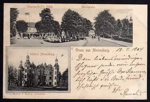 69445 AK Ahrensburg 1904 Schadendorff s Hotel Markt