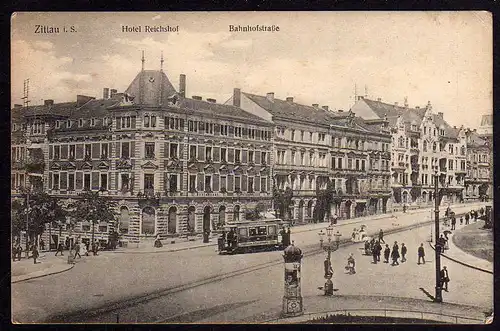 66891 AK Zittau Bahnhofstraße Hotel Reichshof 1917