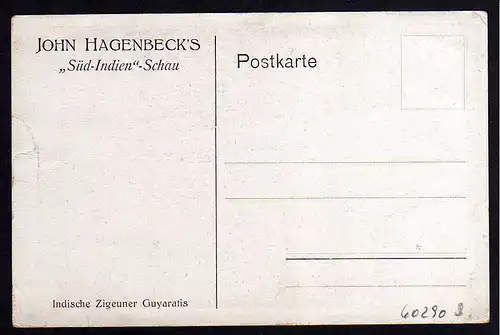 60290 AK John Hagenbecks Süd Indien Schau Indische Zigeuner Guyaratis um 1935