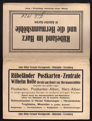 48979 10 AK Rübeland im Harz Hermannshöhle 1920 Rübeländer Postkarten Zentrale