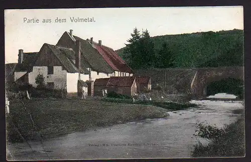 49592 AK Bauernhaus Volmetal Volme Brücke gelaufen Schalksmühle 1906