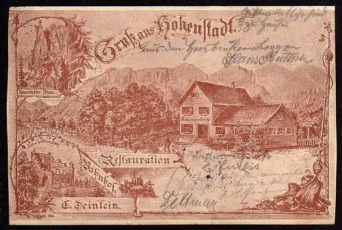 49614 AK Hohenstadt Pommelsbrunn Restaurant z. Bahnhof Hohenstädter Felsen 1897