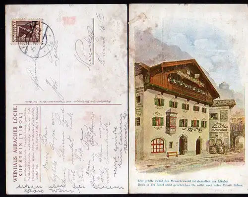 37940 AK Kufstein Tirol 1925 Weinhaus Auracher Löchl