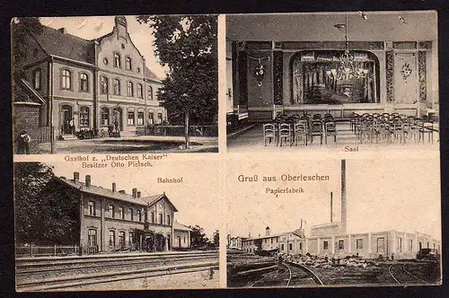 37209 AK Oberleschen schlesien Gasthof Restaurant Bahnhof Gleiseite Papierfabrik