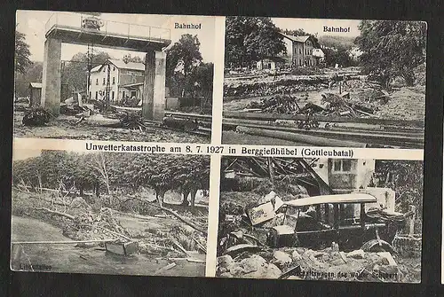27250 AK Berggießhübel Bahnhof Unwetterkatstrophe 1927