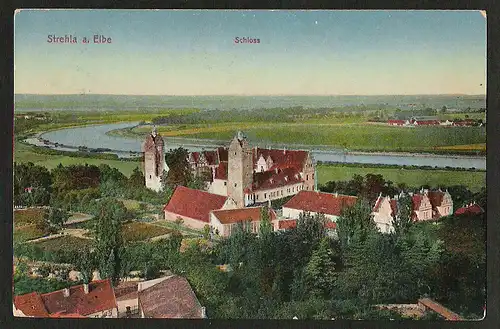 25626 AK Strehla Elbe Schloss 1915, gelaufen 1915