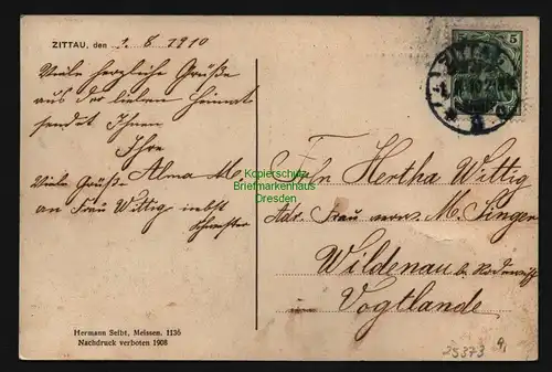 25373 AK Zittau Partie an der Weinau 1910, gelaufen 1910