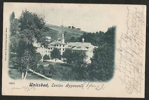 25008 AK Weissbad Canton Appenzell 1903, gelaufen