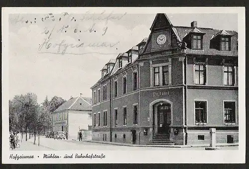 24567 AK Hofgeismar Mühlen u. Bahnhofsstrasse Post Postamt, gelaufen 1942