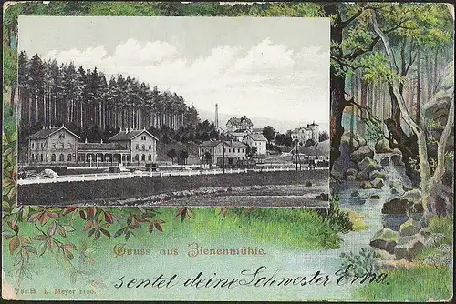 23911 AK Gruß aus Bienenmühle Bahnhof Sayda nach Kupferhammer Grünthal 1903