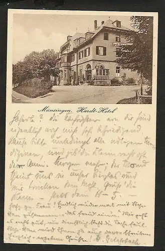 24027 AK Münsingen Hardt Hotel Schwäb. Alb 1930