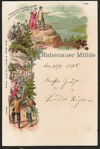 24509 AK Litho Rabenauer Mühle 1898 Bruno Bürger & Ottillie, gelaufen