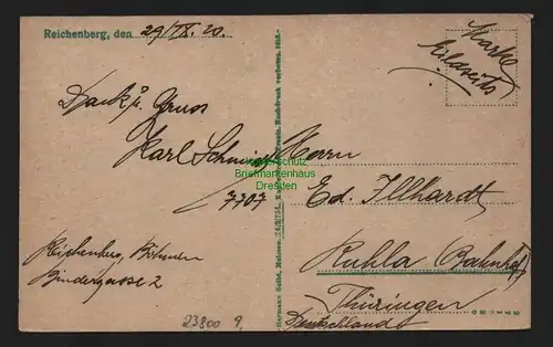 23800 AK Reichenberg Schlossgasse 1920 Liberec, gelaufen Liberec 3