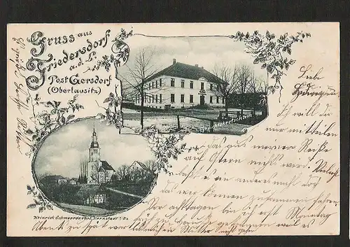 22789 AK Friedersdorf Post Gersdorf O.-L. Gerichtskretscham 1899 Bernstadt Sa.