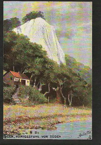 23004 AK Rügen Könisstuhl von Süden Künstlerkarte Kreideufer Kreidefelsen