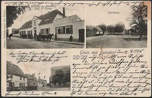 23213 AK Baasdorf Gasthof Pfarrhaus Dorf Dorfstrasse, gelaufen 1905