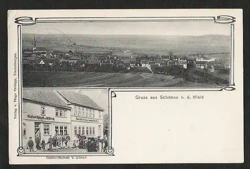 22710 AK Schönau v. d. Wald Gastwirtschsft Ullrich Georgenthal 1908  Ortlepp