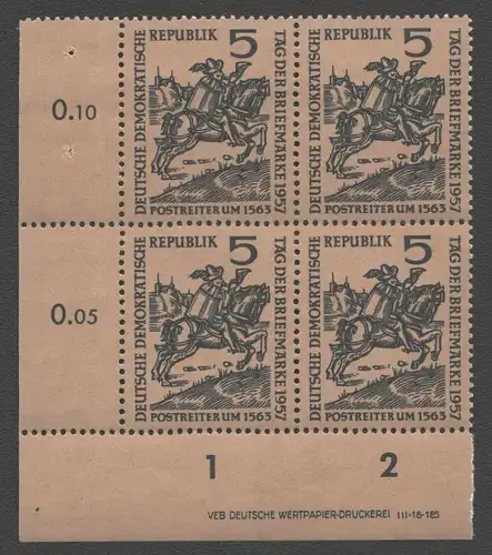 2254 DDR DV 600 RZ 1-2  postfrisch **  1957 Tag der Briefmarke Postreiter u 1563