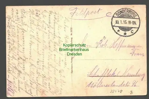 22478 AK Sonderburg Hafeneinfahrt vom Brückenkopf gesehen 1915