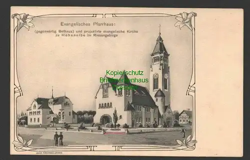 145585 AK Vrchlabi Hohenelbe Riesengebirge u 1900 Pfarrhaus projektierte Kirche