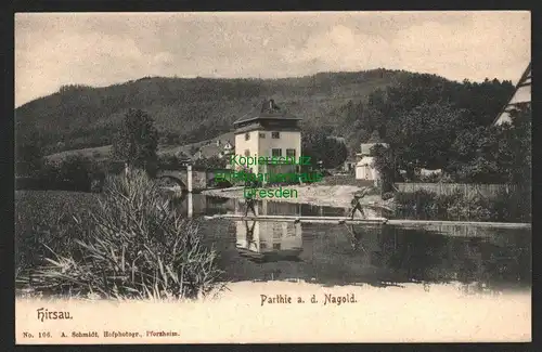 143998 AK Hirsau bei Calw Partie an der Nagold Brücke um 1910