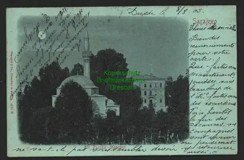 143334 AK Sarajevo 1903 Ali Pascha Moschee Bosnien und Herzegowina