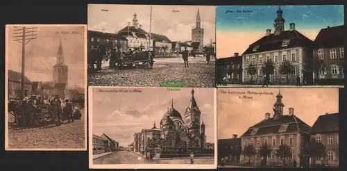 142998 5 AK Jelgava Mitau Lettland Rathaus 1918 Markt russische Kirche