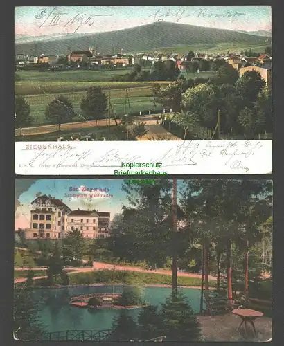 142246 2 AK Glucholazy Bad Ziegenhals Schlesien Panorama Sanatorium Waldfrieden