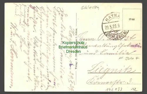 142093 AK Haynau in Schlesien Chojnow Gru0 vom Hopfenberg 1929