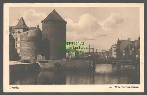 141981 AK Danzig 1930 Brücke am Milchkannenturm nach Zürich
