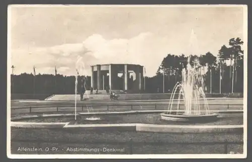 141783 AK Allenstein O.-Pr. Abstimmungs-Denkmal 1932 Fotokarte