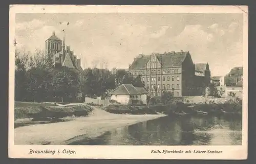141683 AK Braunsberg Opr. Ostpreußen Braniewo Lehrerseminar kath. Pfarrkirche