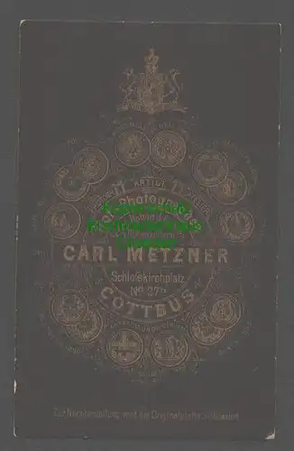 141861 Cabinet Foto Cottbus Soldat Uniform Hof Photograph Carl Metzner um 1885