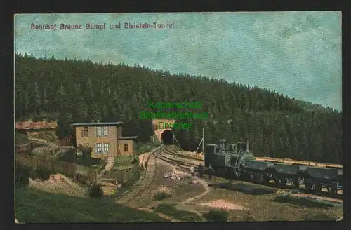 140311 AK Blankenburg Harz Bahnhof Braune Sumpf und Bielstein-Tunnel 1907