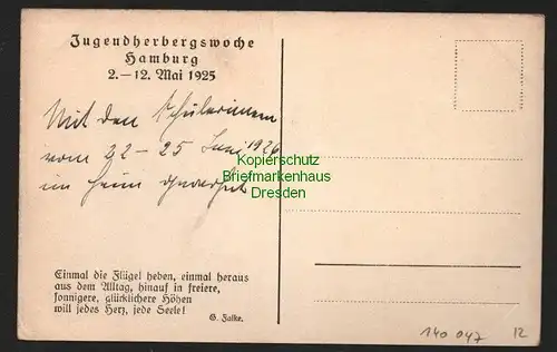 140047 AK Jugendherbergswoche Hamburg 1925 Ferienheim Kr. Stormarn Grande