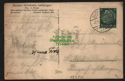 139875 AK Lohbergen Meyers Gast- Pensionshaus 1937 Landpoststempel