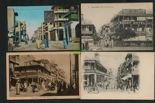 139664 4 AK Port Said Savoy Hotel Rue du Comerce Native Quarter 1918 Arabervier