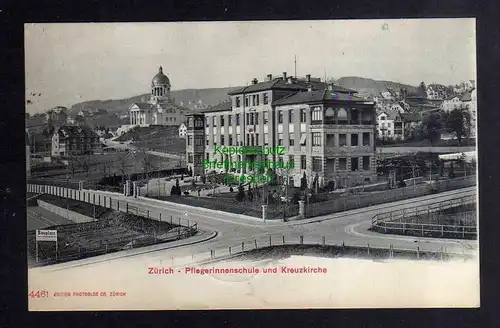 132636 AK Zürich Pflegerinnenschule und Kreuzkirche 1906