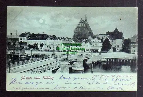 130614 AK Elbing Elblag Neue Brücke mit Marienkirche 1900