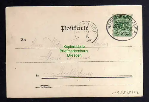 129898 AK Plauen Vogtl. Schloss 1898 Bahnpost Reichenbach - Eger Zug 2082