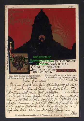 129697 AK Leipzig 1900 Deutscher Patriotenbund z Errichtung eines Völkerschlacht