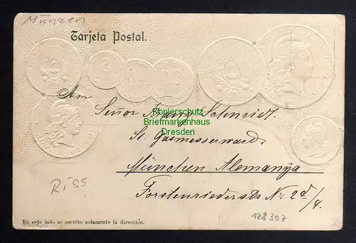 128307 AK Münzprägekarte Argentinien Argentina Fahne Flagge um 1905