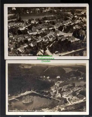 128399 2 AK Georgenthal Thür. Wald Luftbild Fliegeraufnahme Fotokarte Schwimmbad