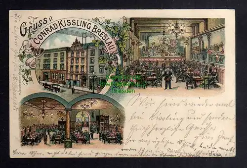 125877 AK Breslau Litho Restaurant Conrad Kissling 1899