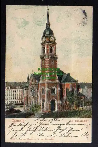 124981 AK Chemnitz St. Lukaskirche Vollbild geprägt 1903