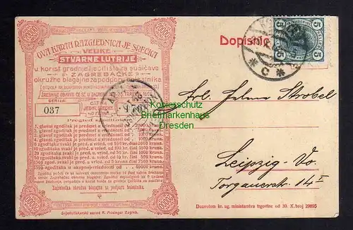 124090 AK Zagreb Kroatien Komotau Postkarte als Lotterielos Serie 037 Los 1708