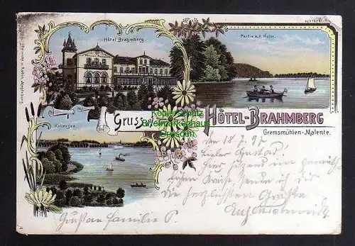 123542 AK Gremsmühlen Malente Litho 1897 Hotel Brahmberg Kellersee