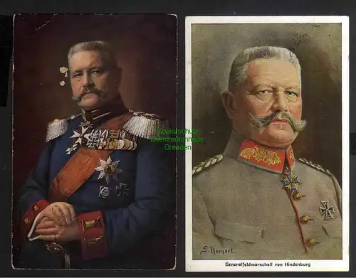 122568 2 AK Generalfeldmarschall von Hindenburg 1915 1. Weltkrieg