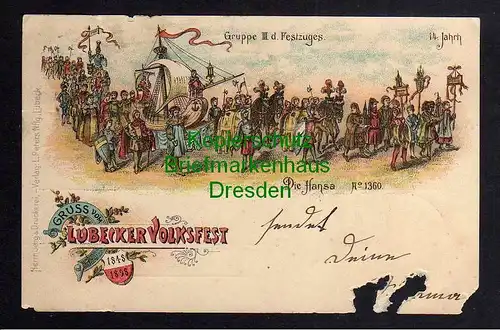 120988 AK Lübeck Litho Lübecker Volksfest 1898 Gruppe III d. Festzuges 14. Jahrh